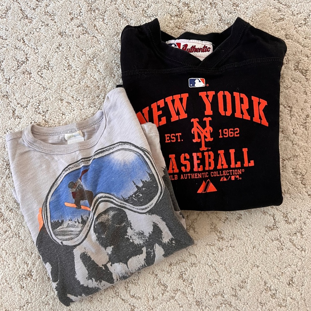 One Authentic Majestic athletic shirt and one crewcuts long sleeve shirt. Size 4